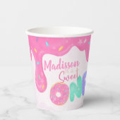 Sweet One Pink Frosting Girl's First Birthday 紙コップ (正面)