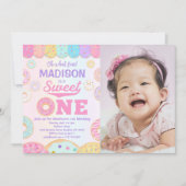 Sweet ONE Rainbow Donut 1stバースデーフォト 招待状 (正面)