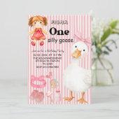 Sweet ONE Silly Goose Baby Girl 1st Birthday Party 招待状 (スタンド正面)
