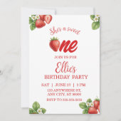 Sweet one strawberry first Birthday Invitation 招待状 (正面)