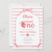 Sweet One Strawberry Girl 1st Birthday 招待状 (正面)