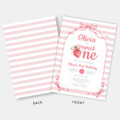 Sweet One Strawberry Girl 1st Birthday 招待状