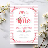 Sweet One Strawberry Girl 1st Birthday 招待状