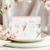  Sweet One Three Schoops of Fun joint Birthday 招待状