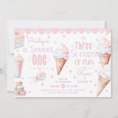  Sweet One Three Schoops of Fun joint Birthday 招待状 (正面)