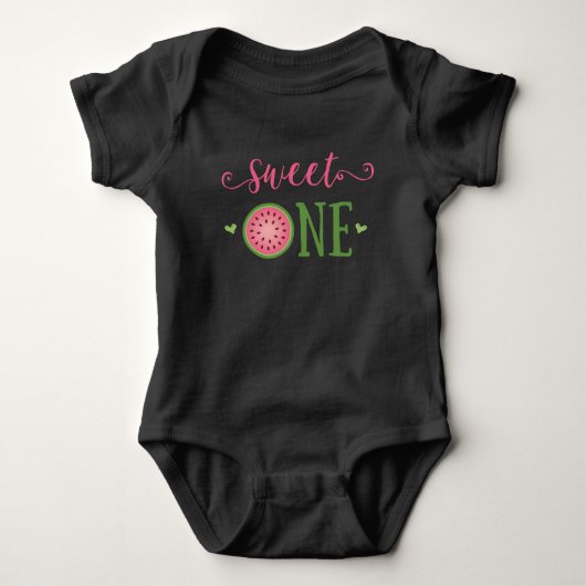 Sweet One Watermelon 1st Birthday Outfit T-Shirt ベビーボディスーツ (正面)