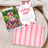 Sweet One Watermelon Girls Photo 1st Birthday 招待状