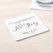 Sweet Our Love Storyウェディングレセプション スクエアペーパーコースター (アングル)