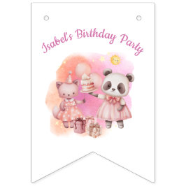 Sweet Pastel Animal Birthday バンティングフラッグ