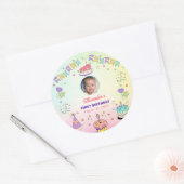 Sweet Pastel Baby Boy 1st Birthday Photo ラウンドシール (封筒)