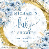 Sweet pastel blue flowers gold baby shower napkins