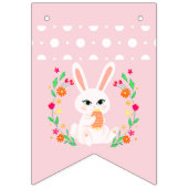 Sweet Pastel Bunny & Floral Wreath Easter Bunting バンティングフラッグ (第3の旗)