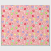 Sweet Pastel Candy Lollipops Pattern ラッピングペーパー (フラット)