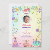 Sweet Pastel Cute Baby Boy 1st Birthday Photo 招待状 (正面)
