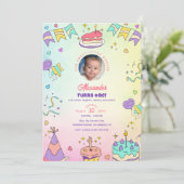 Sweet Pastel Cute Baby Boy 1st Birthday Photo 招待状 (スタンド正面)