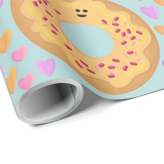 Sweet Pastel Donuts and Hearts Pattern ラッピングペーパー (ロールコーナー)