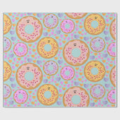 Sweet Pastel Donuts and Hearts Pattern ラッピングペーパー (フラット)