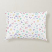 Sweet Pastel Floral Hearts and Paw Print Pattern  アクセントクッション (裏面)