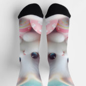 Sweet Pastel Kawaii Kitten Easter Eggs ソックス (上部)