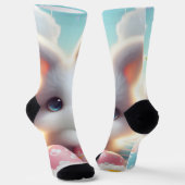 Sweet Pastel Kawaii Kitten Easter Eggs ソックス (傾斜あり)