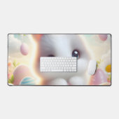 Sweet Pastel Kawaii Kitten Easter Eggs デスクマット (キーボード&マウス)