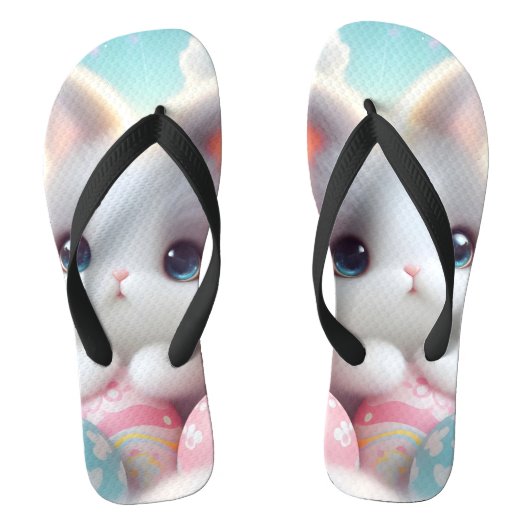Sweet Pastel Kawaii Kitten Easter Eggs ビーチサンダル (フットベッド)