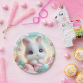 Sweet Pastel Kawaii Kitten Easter Eggs ペーパープレート (パーティー)