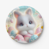 Sweet Pastel Kawaii Kitten Easter Eggs ペーパープレート (正面)
