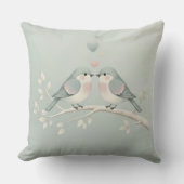 Sweet Pastel Love Birds: Whimsical Valentine Illus クッション (正面)