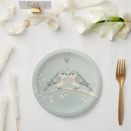 Sweet Pastel Love Birds: Whimsical Valentine’s Day ペーパープレート