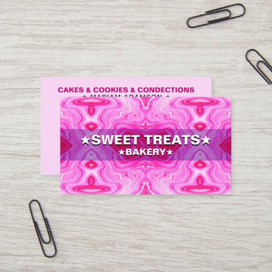 Sweet Pastel Pink Color | Elegant Cake Bakery 名刺 (正面/裏面インサイチュ)