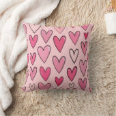 Sweet Pastel Pink Hearts Seamless Pillow クッション (ブランケット)