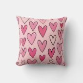 Sweet Pastel Pink Hearts Seamless Pillow クッション (正面)