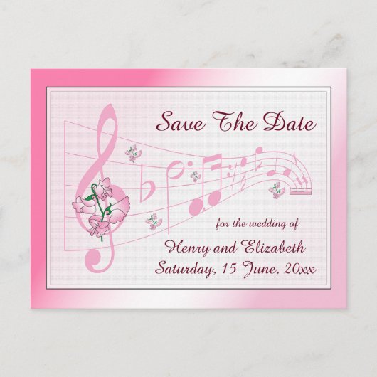 Sweet PeaとMusic Save The Date Card 案内ポストカード (正面)
