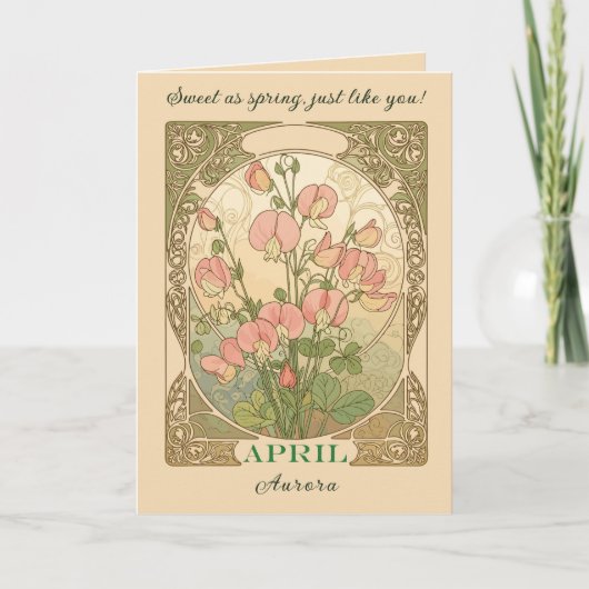 Sweet Pea April Birth Month Flower カード (正面)