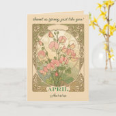Sweet Pea April Birth Month Flower カード (黄色い花)