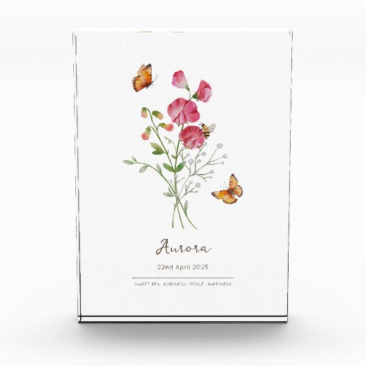 Sweet Pea Birth Month Flower フォトブロック (正面)