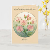 Sweet Pea Birth Month Flower Elegance カード (黄色い花)