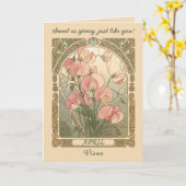 Sweet Pea Birth Month Flower Motif カード (黄色い花)