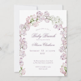 Sweet Pea flower arch Baby brunch elegant lavender 招待状