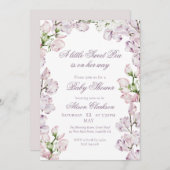 Sweet Pea flower arch Baby brunch elegant lavender 招待状 (正面/裏面)