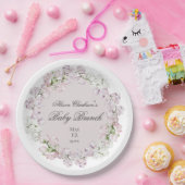 Sweet Pea flower Baby brunch elegant Round  ペーパープレート (パーティー)