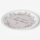 Sweet Pea flower Baby brunch elegant Round  ペーパープレート (アングル)