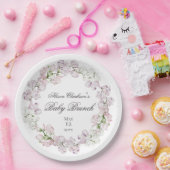 Sweet Pea flower Baby brunch elegant Round ペーパープレート (パーティー)