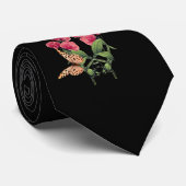 Sweet Pea Flowers And Butterflies Black ネクタイ (ロール)