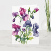 Sweet Pea - Watercolor flowers カード (正面)