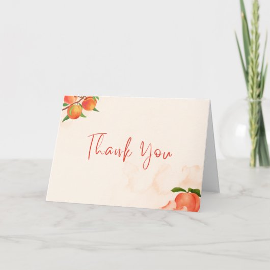 Sweet Peach Baby Shower Thank You Card サンキューカード (正面)