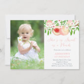 Sweet Peach Birthday Party for Girl Photo 招待状 (正面)