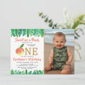 Sweet Peach Boys 1st Birthday Photo 招待状 (スタンド正面)