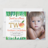 Sweet Peach Boys 2nd Birthday Photo 招待状 (正面)